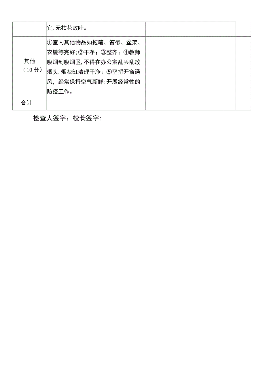 教师办公室卫生检查表_第4页