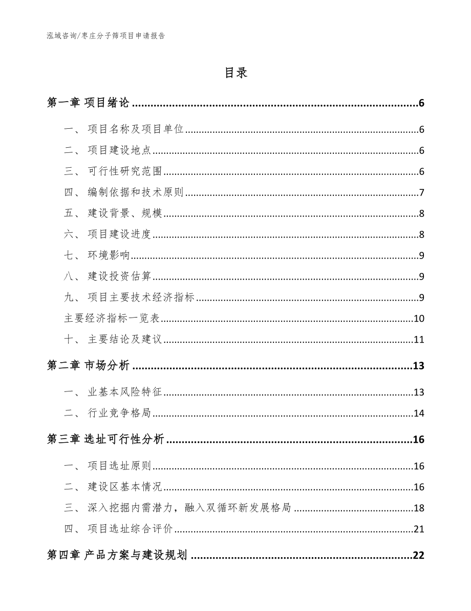 枣庄分子筛项目申请报告_参考范文_第1页