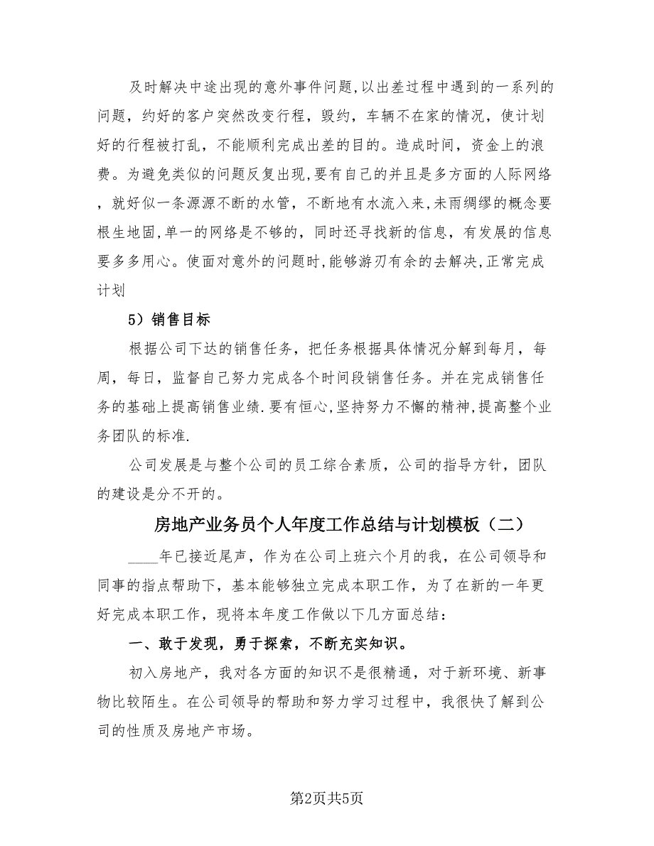 房地产业务员个人年度工作总结与计划模板（3篇）.doc_第2页