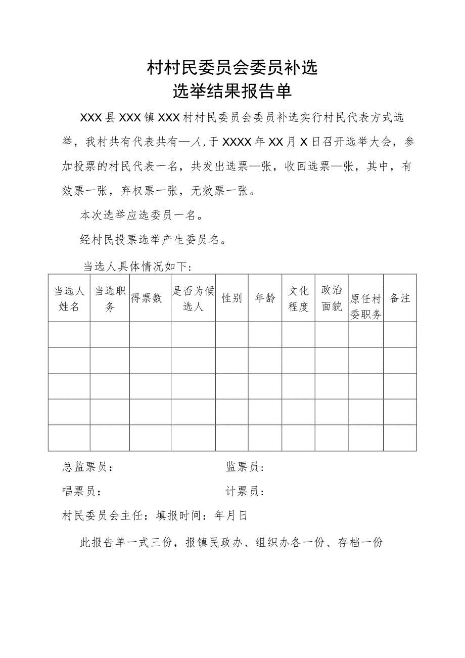 选举结果报告单（村委）_第1页