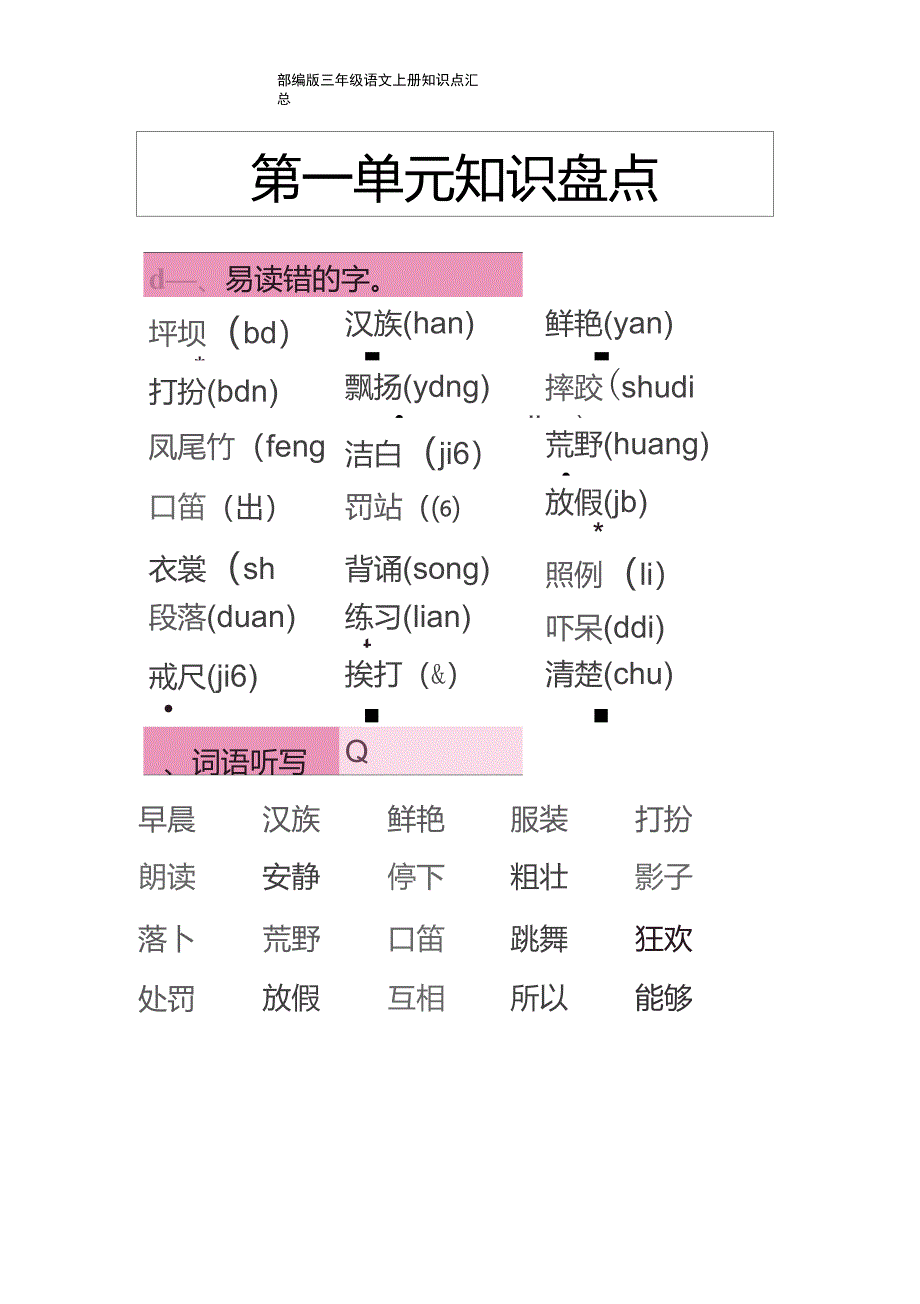 部编版三年级语文上册知识点汇总_第1页