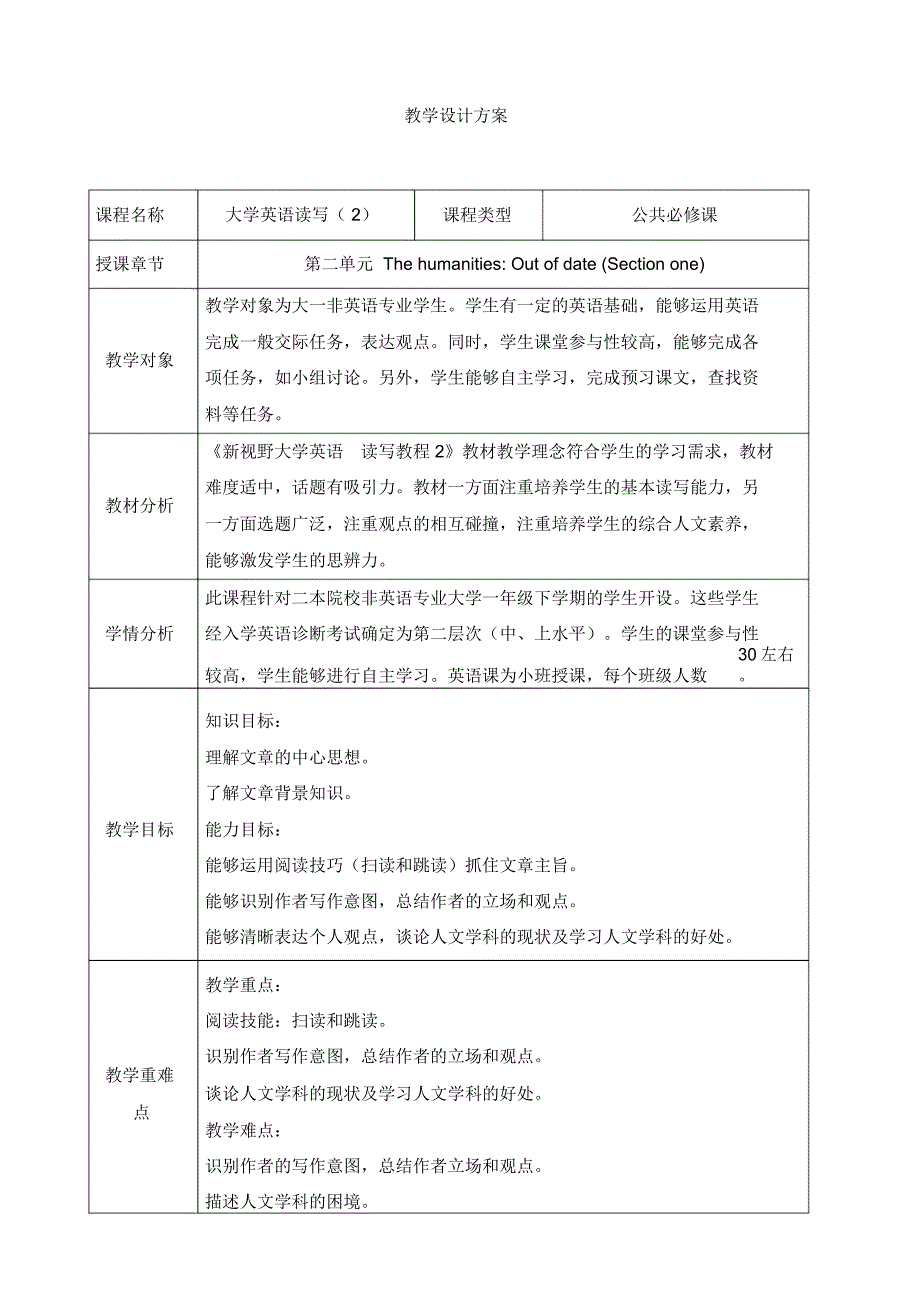 教学方案大学英语_第1页