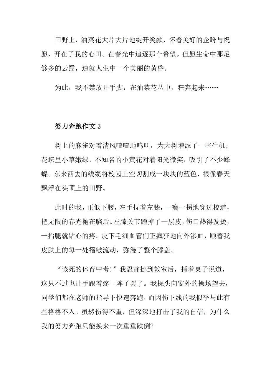 最新选努力奔跑初二年级作文700字精选_第4页