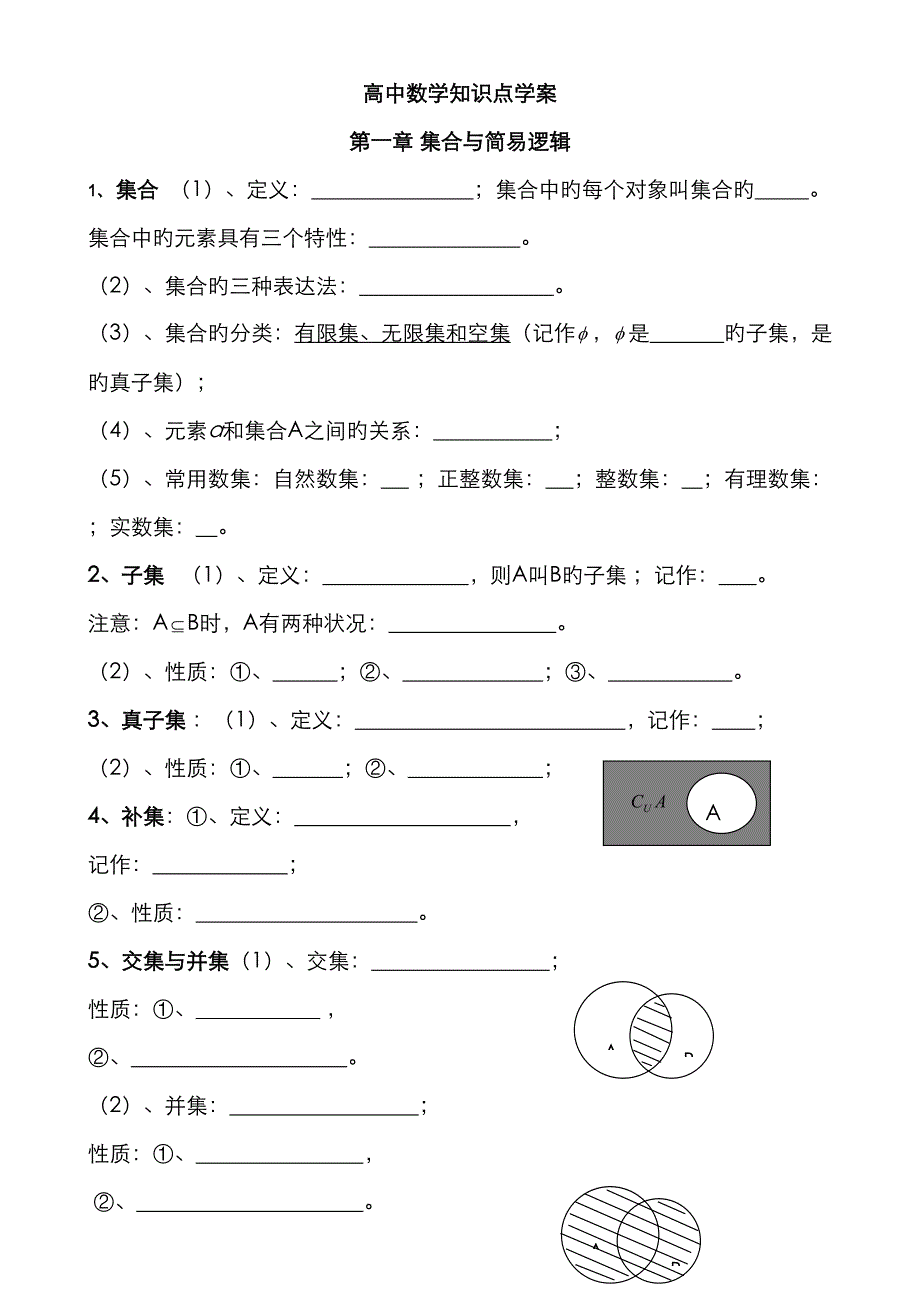 2023年高中数学会考知识点汇编学生版_第1页