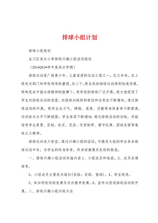 排球小组计划.docx