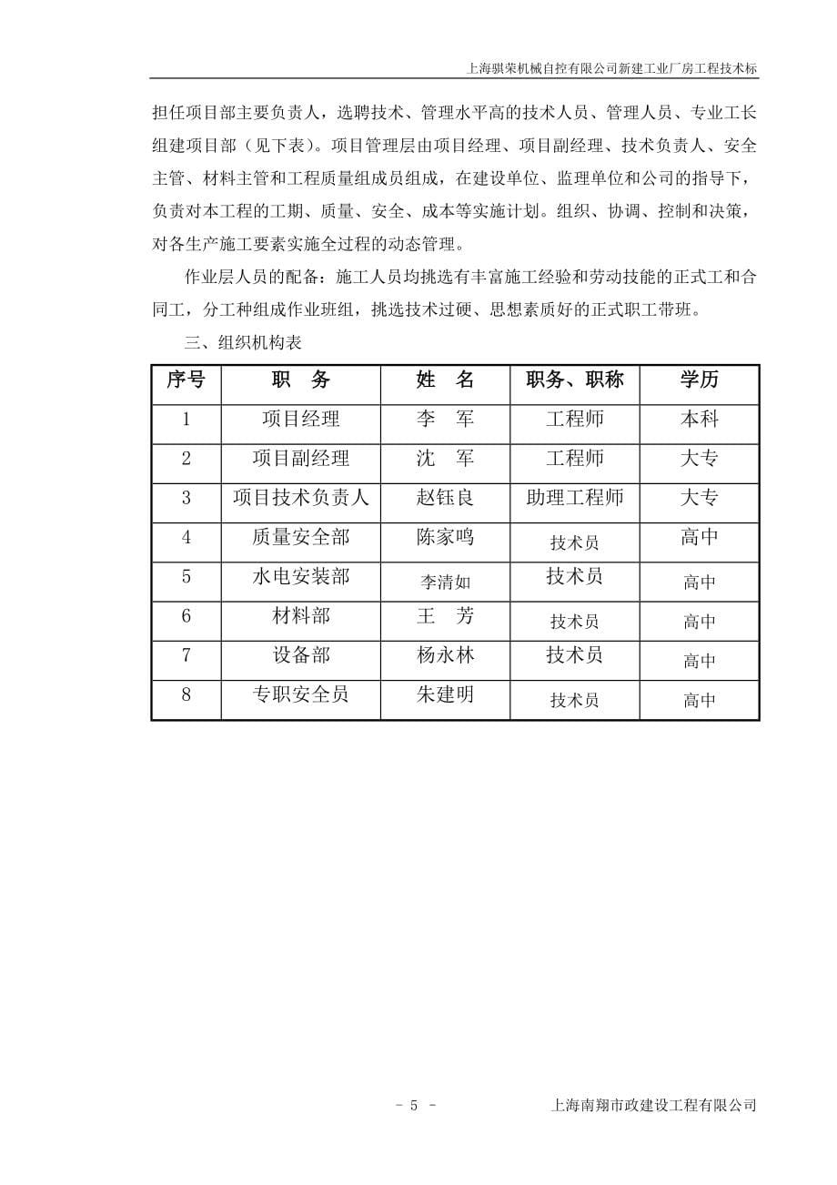 公司新建工业厂房工程施工组织设计_第5页