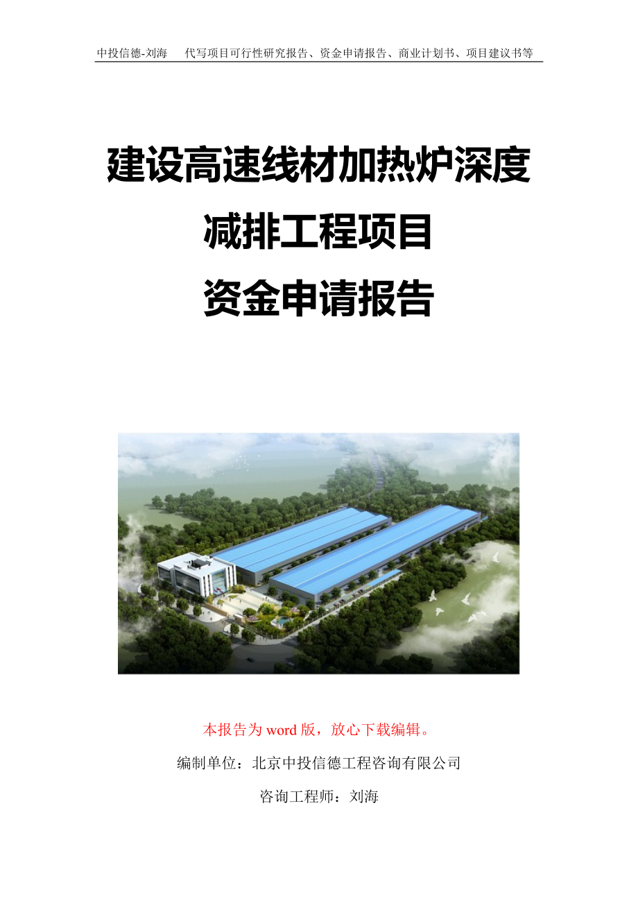 建设高速线材加热炉深度减排工程项目资金申请报告写作模板定制_第1页