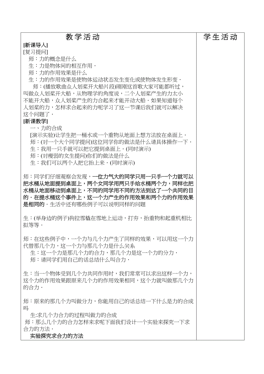 2023年高中物理力的合成必修一课堂教案１新人教版必修1.docx_第2页