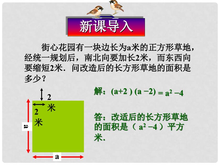 安徽省安庆市桐城吕亭初级中学八年级数学上册 平方差公式课件 新人教版_第1页