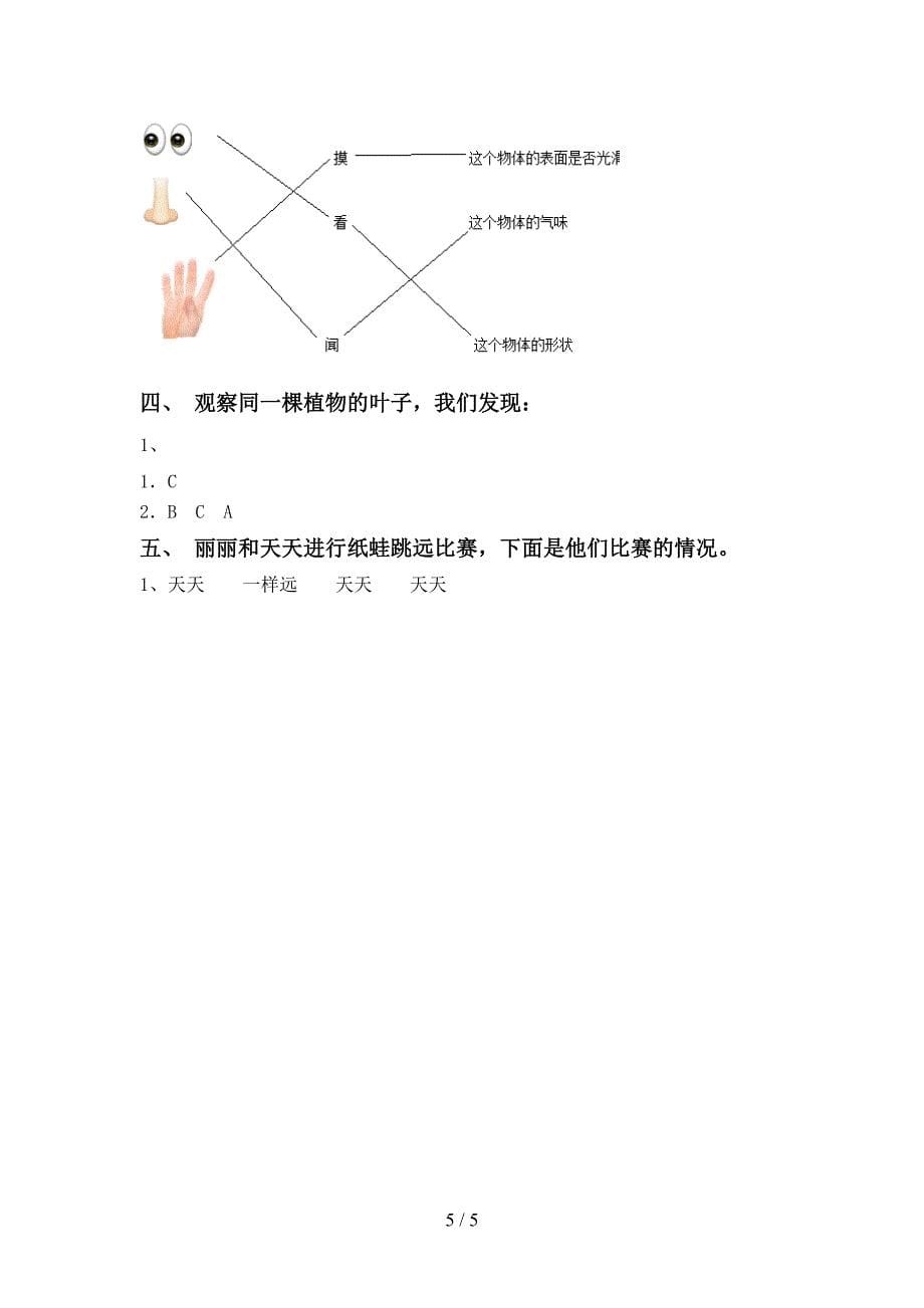 2022年一年级科学上册期中模拟考试【加答案】.doc_第5页