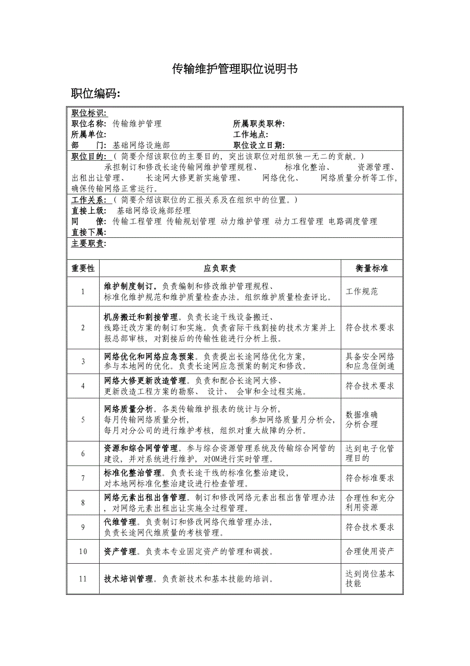 传输维护管理岗位说明书.doc_第2页