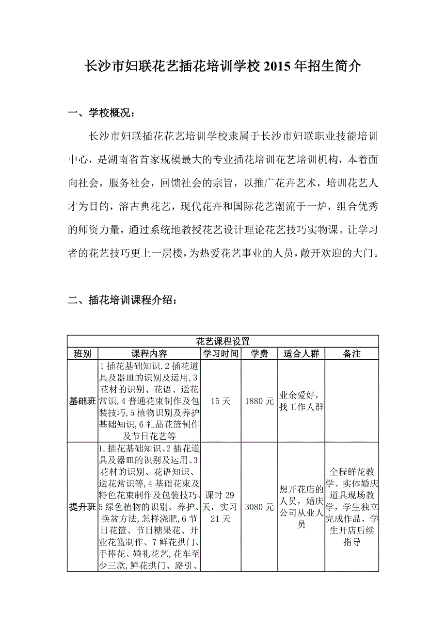 长沙市妇联花艺插花培训学校招生简介_第1页