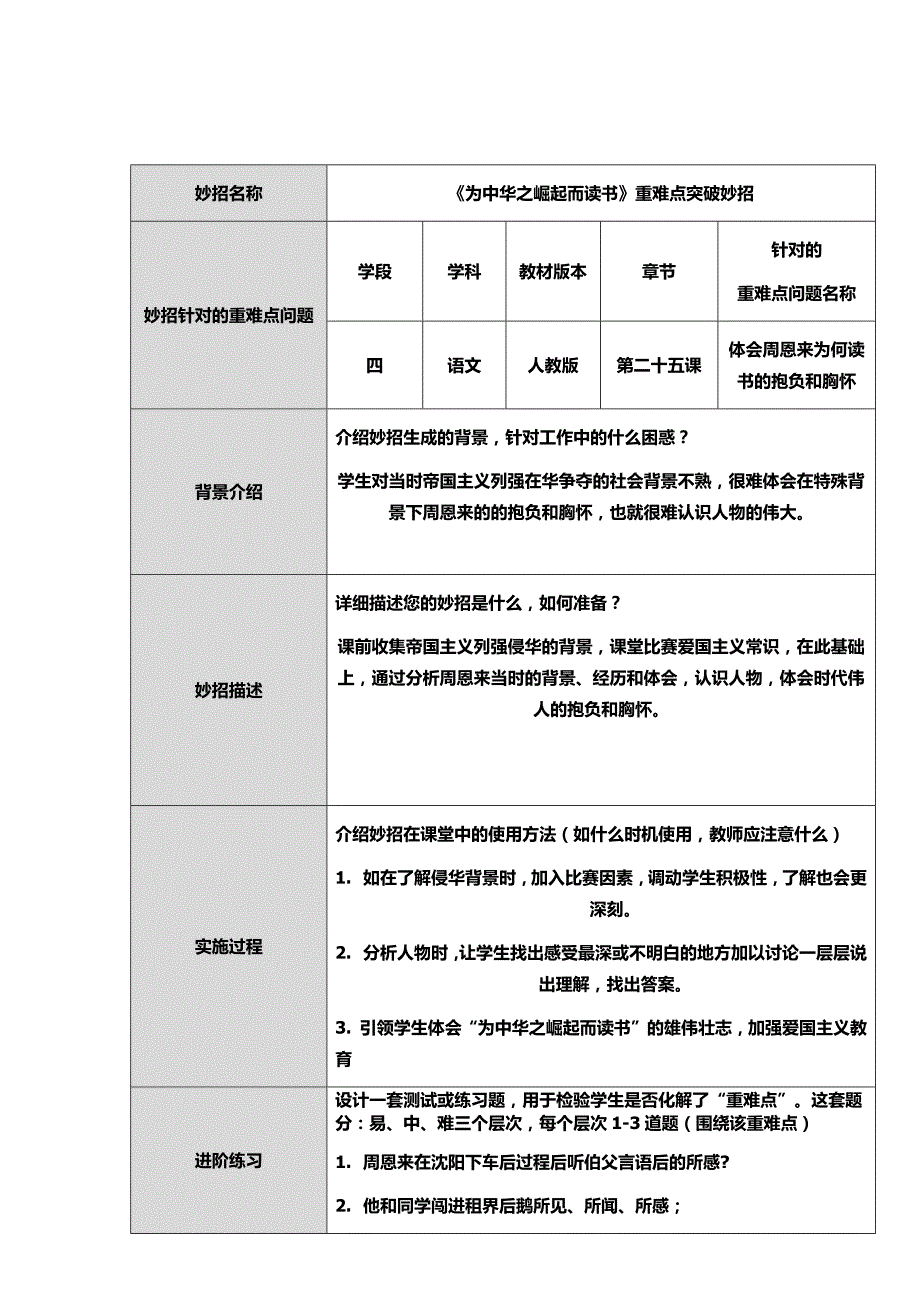 《为中华之崛起而读书》重难点突破妙招_第1页