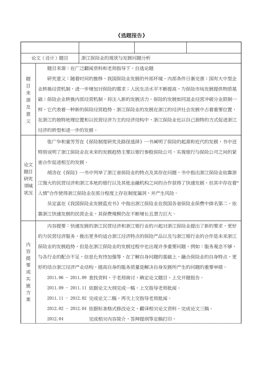 浙江保险业的现状与发展问题分析研究工商管理专业_第1页