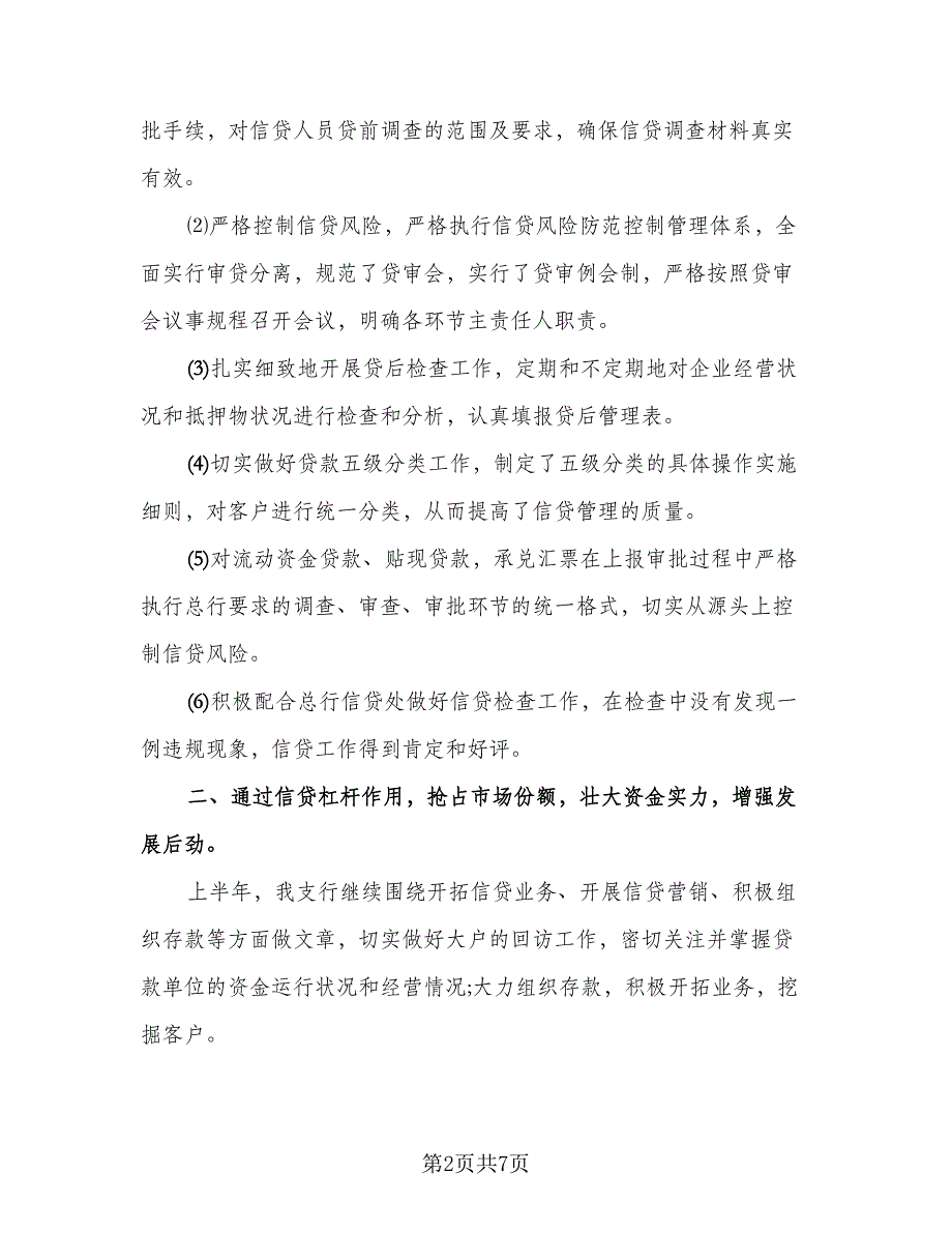 信贷员2023年工作总结标准模板（二篇）_第2页