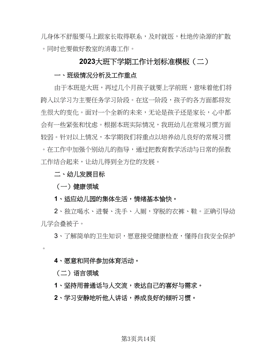 2023大班下学期工作计划标准模板（三篇）.doc_第3页