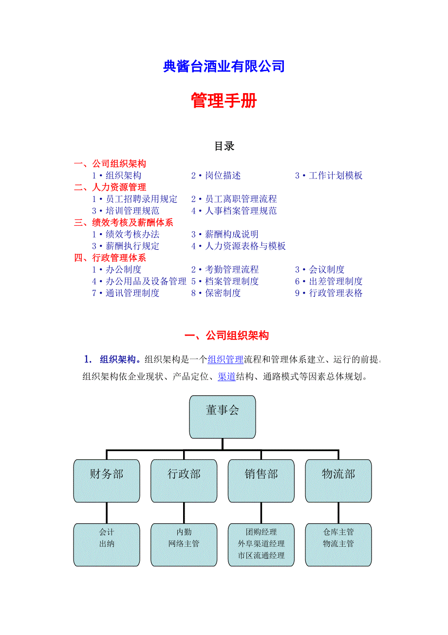 某酒业有限公司管理手册_第1页