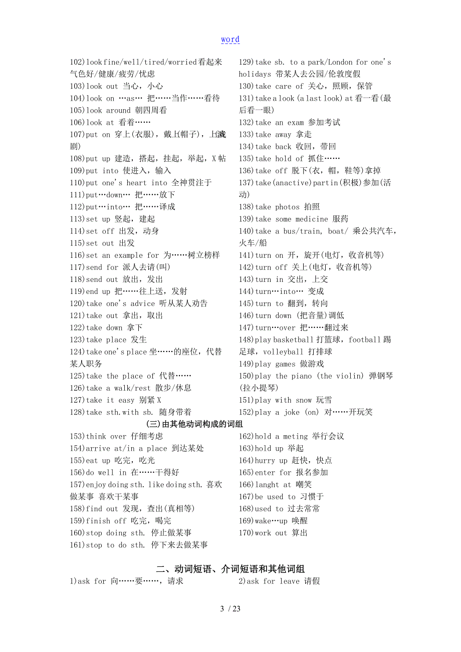 初中英语重点短语句型大全_第3页