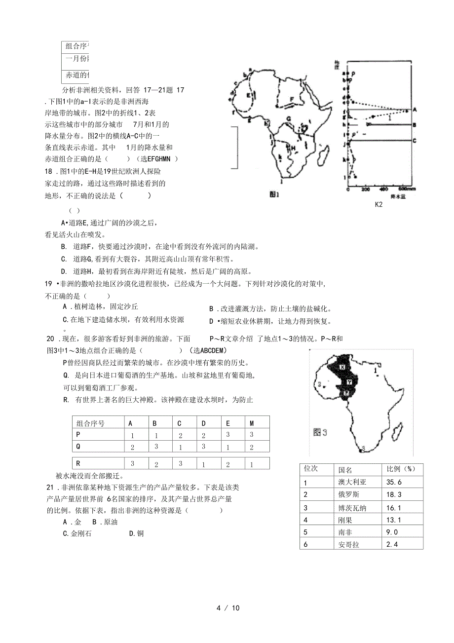 亚洲非洲综合测试题0001_第4页