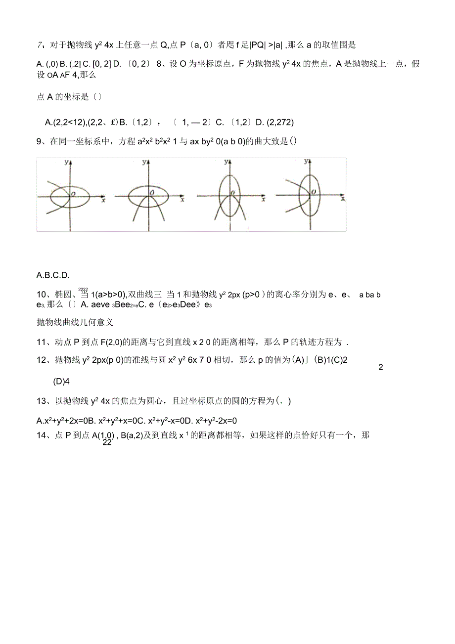 抛物线知识点及相关题型_第2页