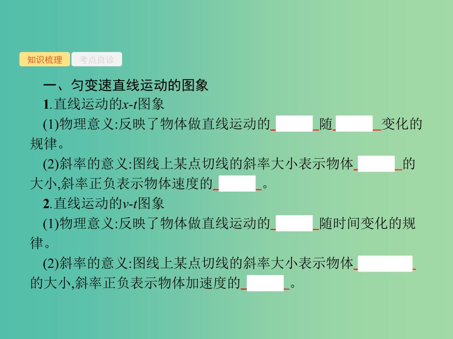 2019高考物理一轮复习 第一章 质点的直线运动 专题1 运动图象 追及与相遇问题课件 新人教版.ppt_第2页