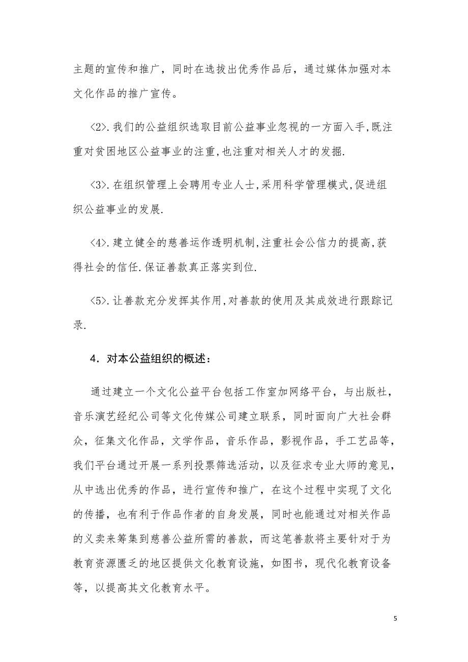 某某某公益事业创业项目商业计划书_第5页