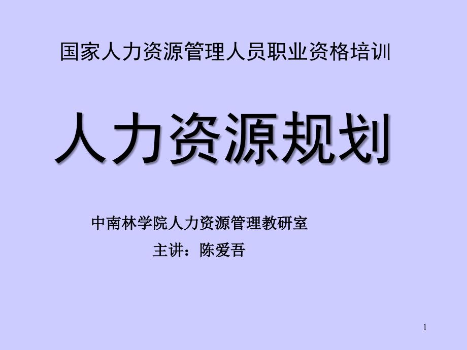 人力资源管理人员职业资格培训—人力资源规划_第1页