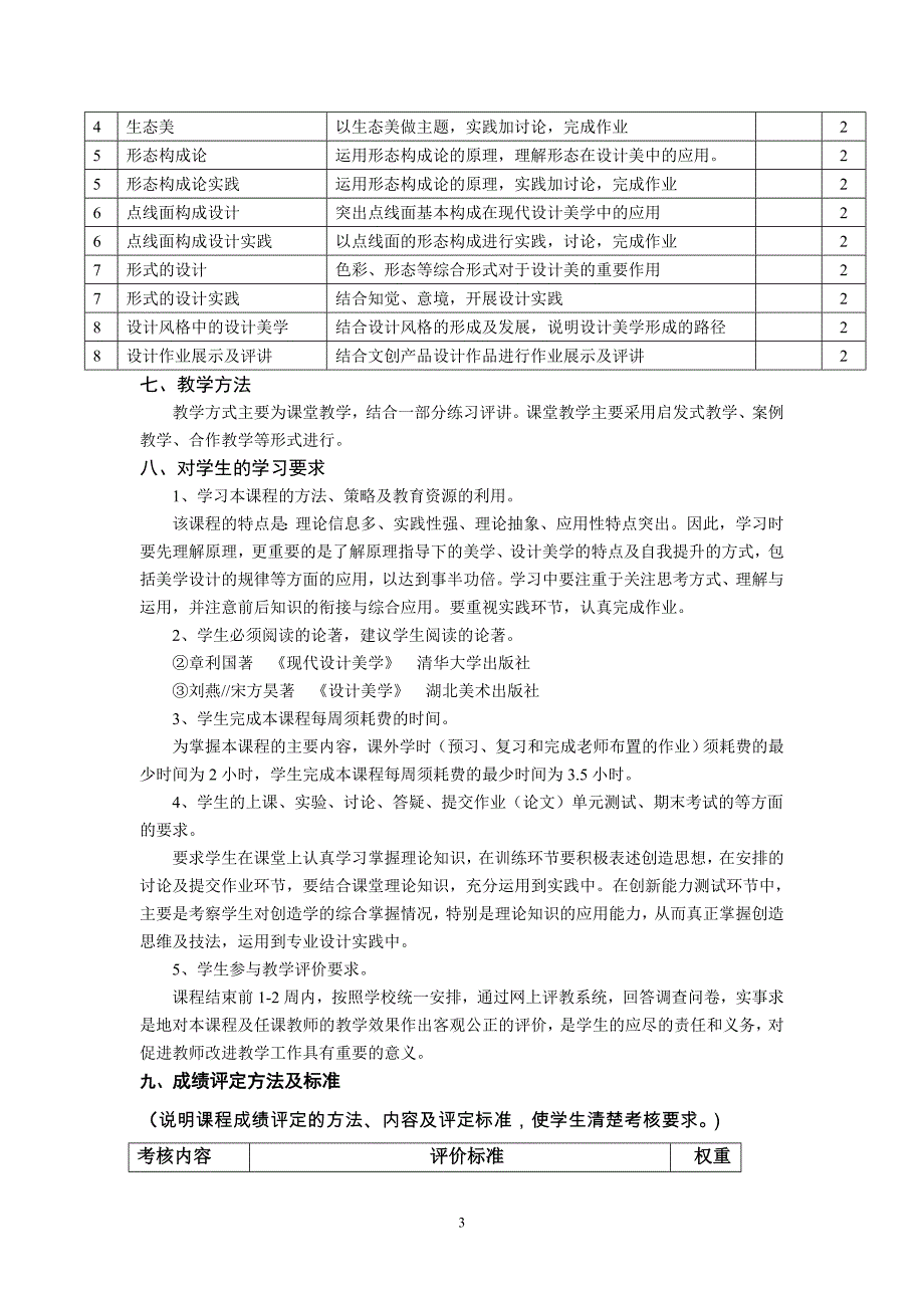 设计美学课程教学大纲_第3页