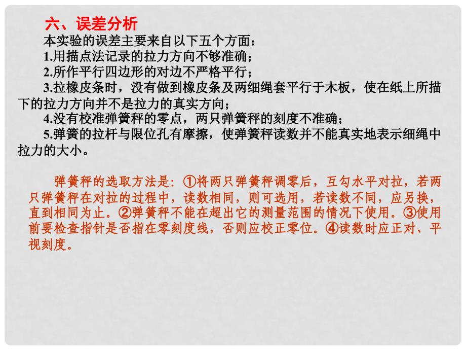 高考物理 验证里的平行四边形定则基础知识自学课件_第4页