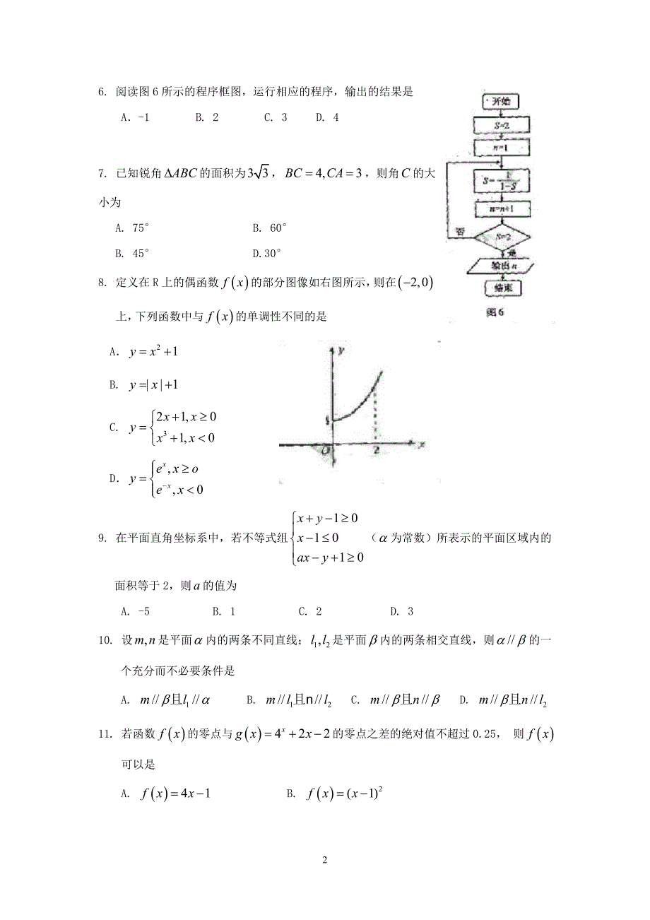 2009年高考文科数学试题及答案-福建卷_第2页