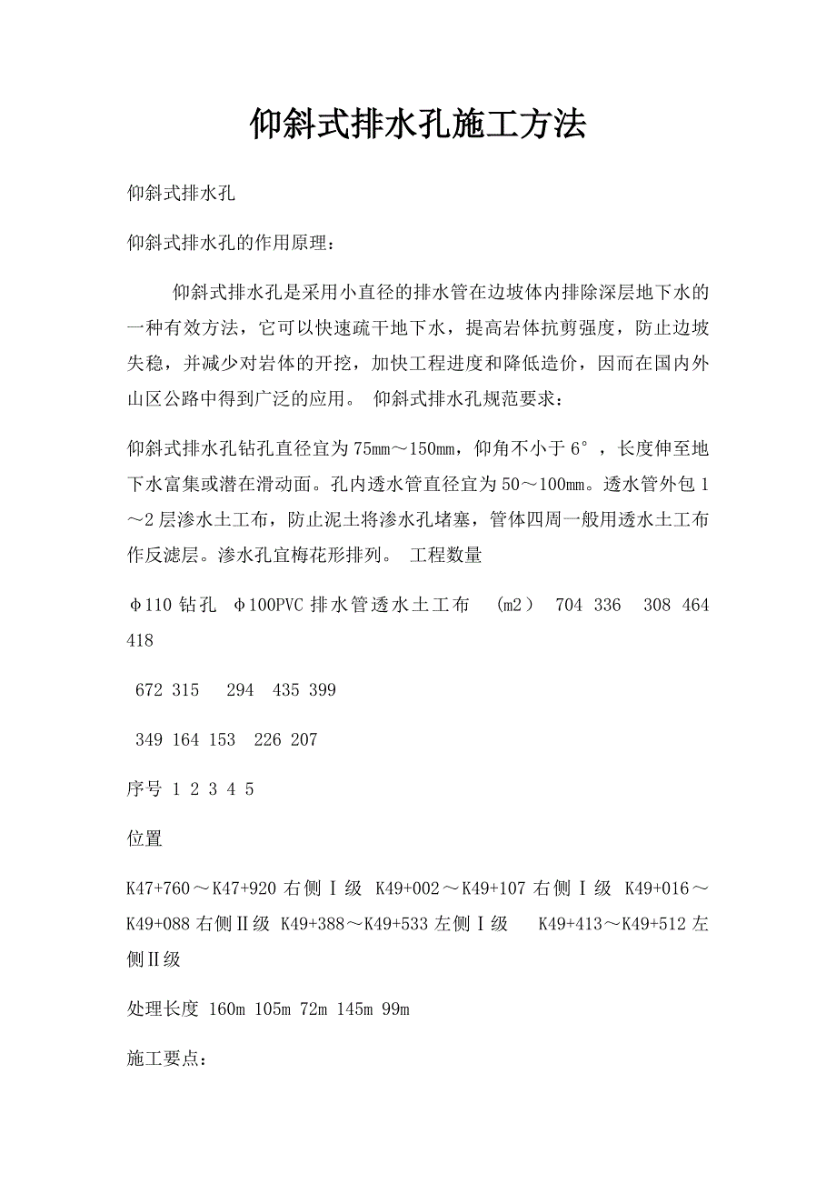 仰斜式排水孔施工方法_第1页