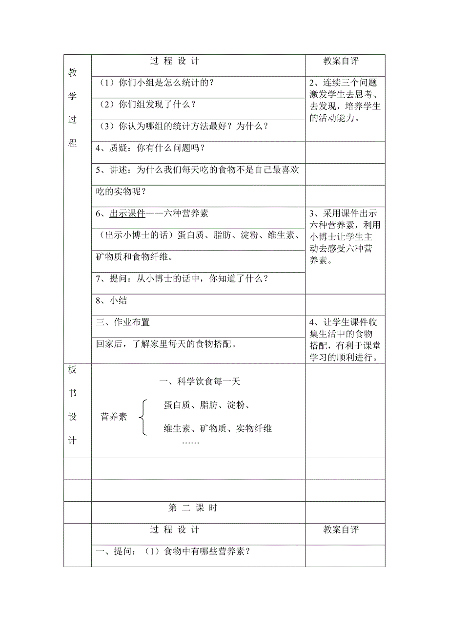 地质版四年级上册生命与健康常识教案_第2页