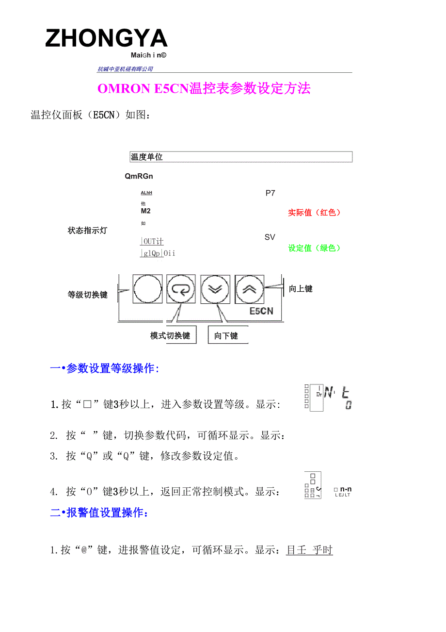 OMRON温控仪参数设定方法_第1页
