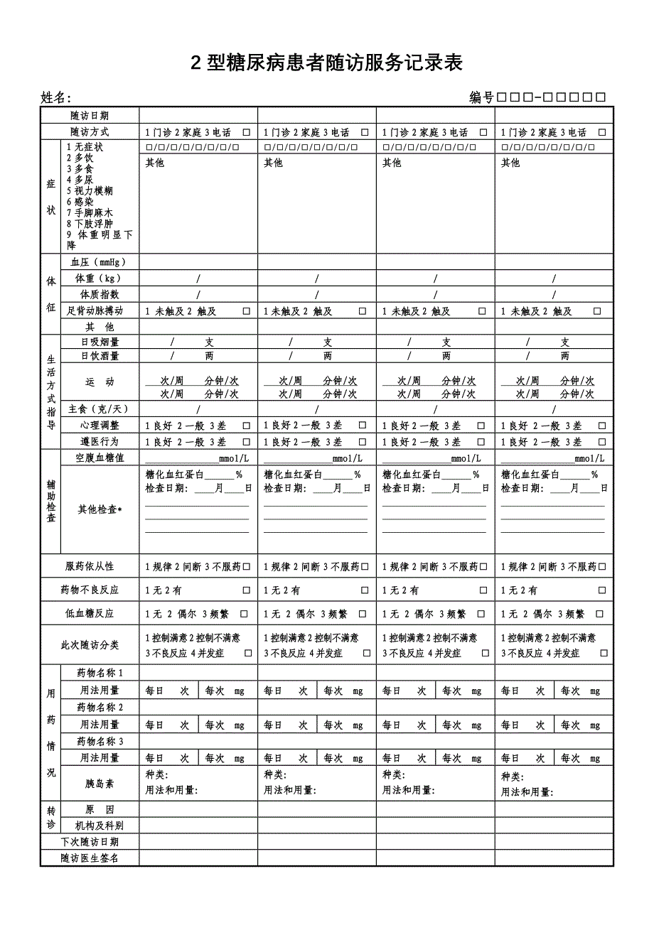 2型糖尿病患者随访服务表.doc_第1页