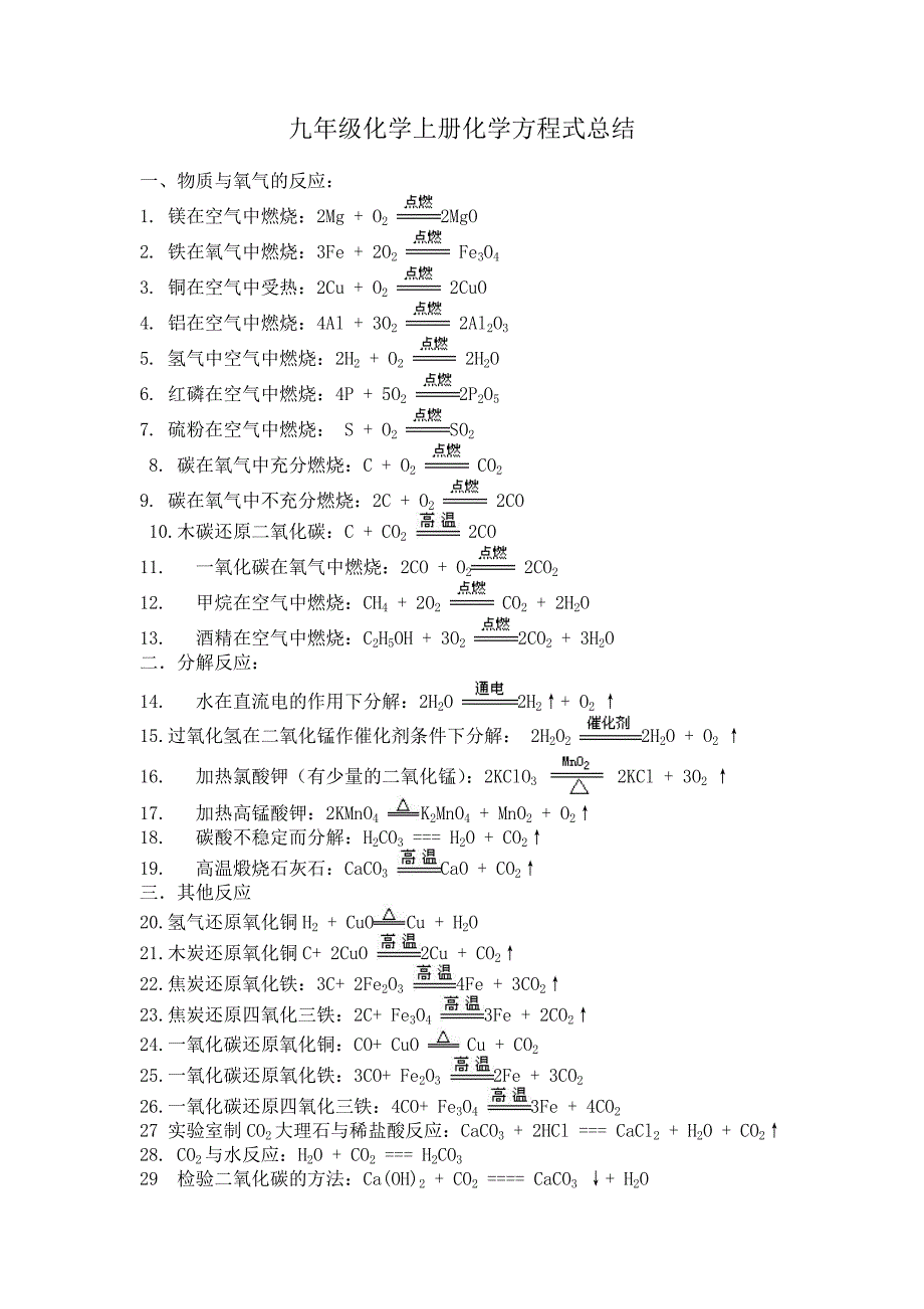 化学方程式和离子符号的总结_第1页