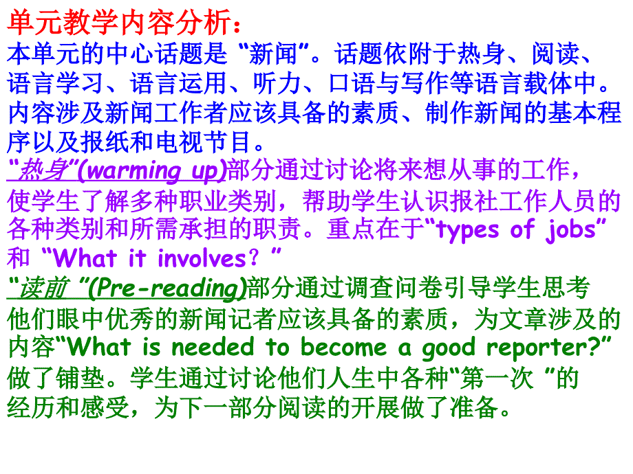 新人教版英语高二上Module 5Unit 4 Making the news课件_第2页