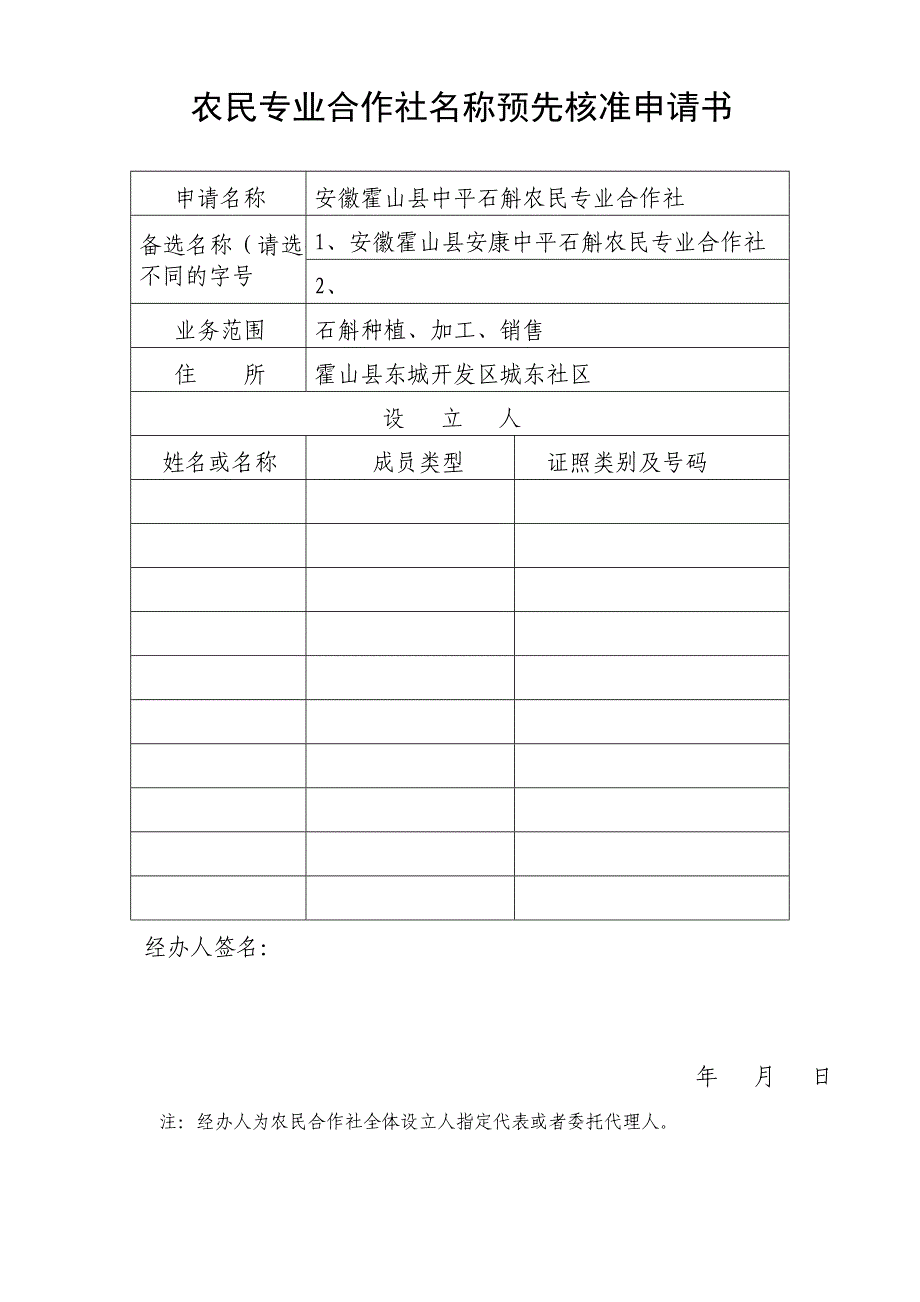 农民专业合作社设立登记审核表_第4页