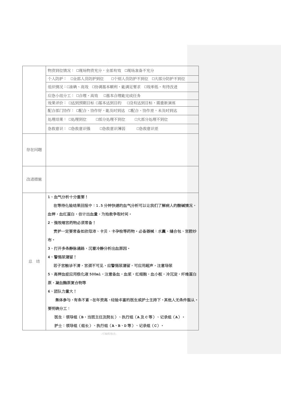 产后大出血患者时应急预案演练记录.doc_第4页