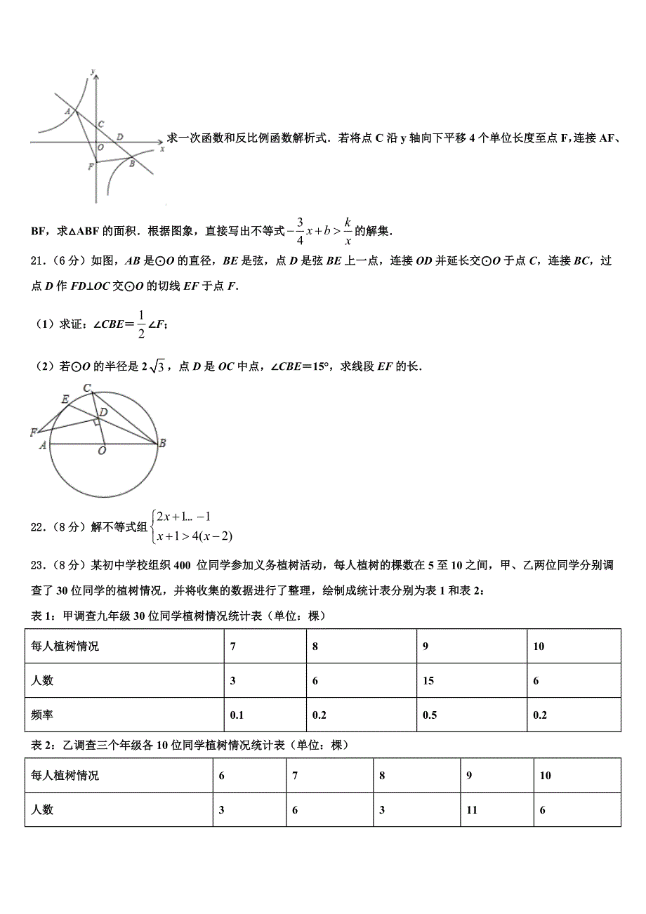 山东省青岛市西海岸新区四中学2022-2023学年中考数学模试卷含解析_第4页