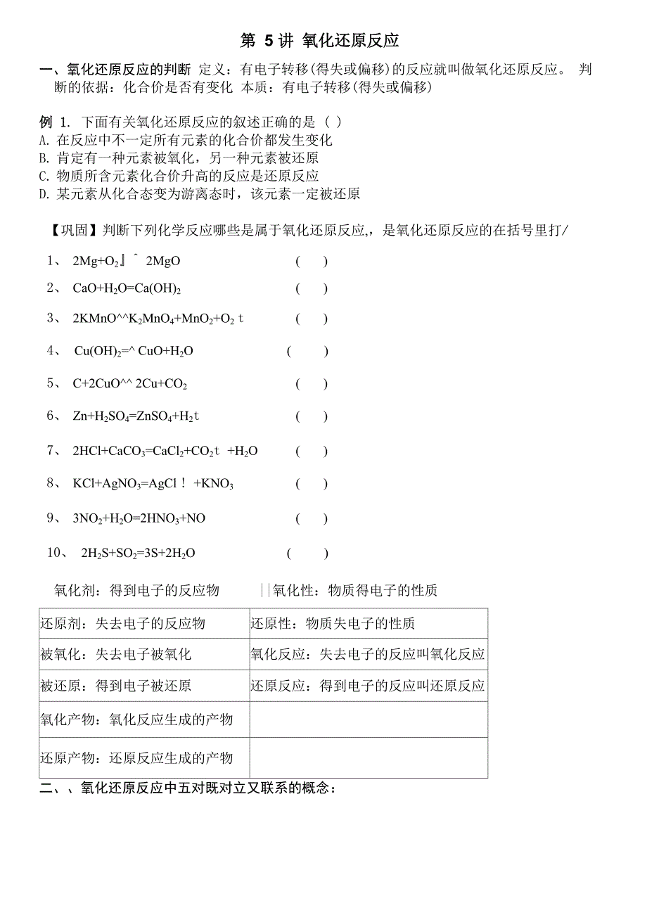 氧化还原反应学习精要_第1页