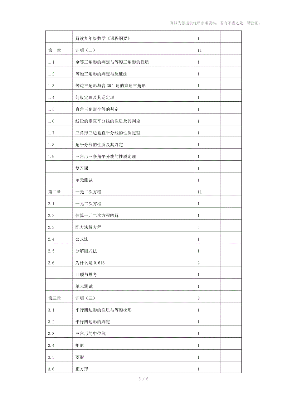 九年级数学课程纲要_第3页