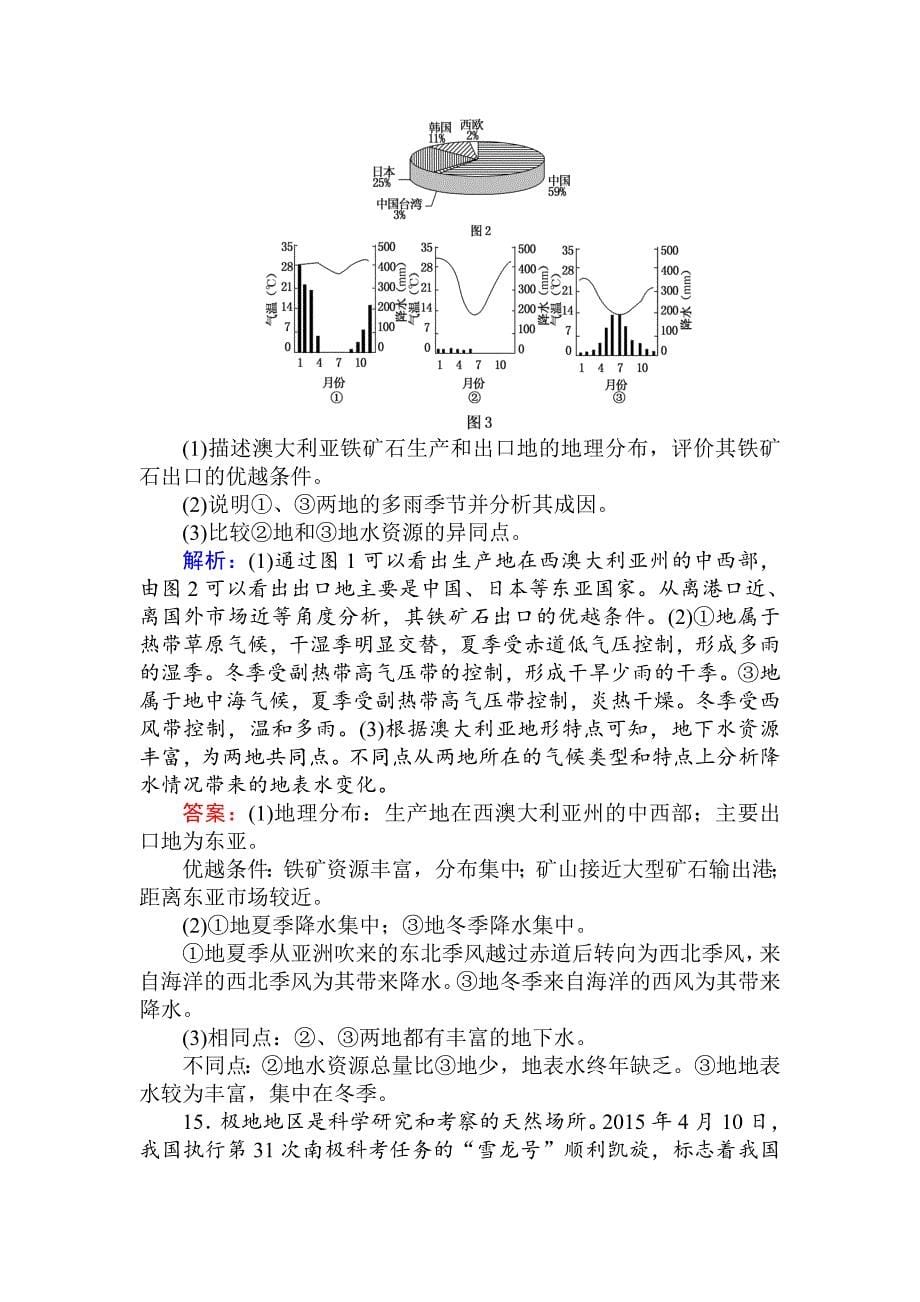 高中地理区域地理课时作业19澳大利亚与极地地区 Word版含解析_第5页