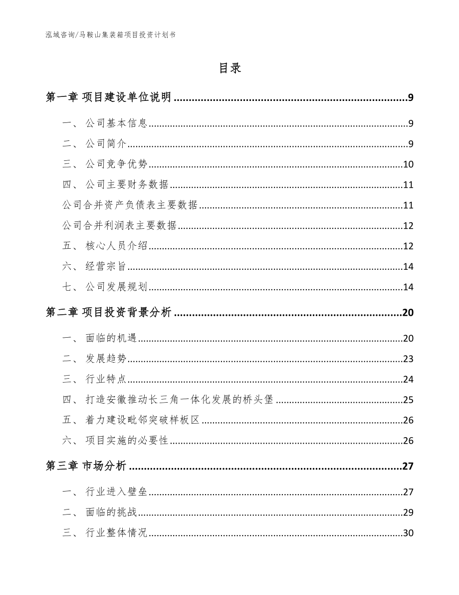 马鞍山集装箱项目投资计划书范文参考_第2页