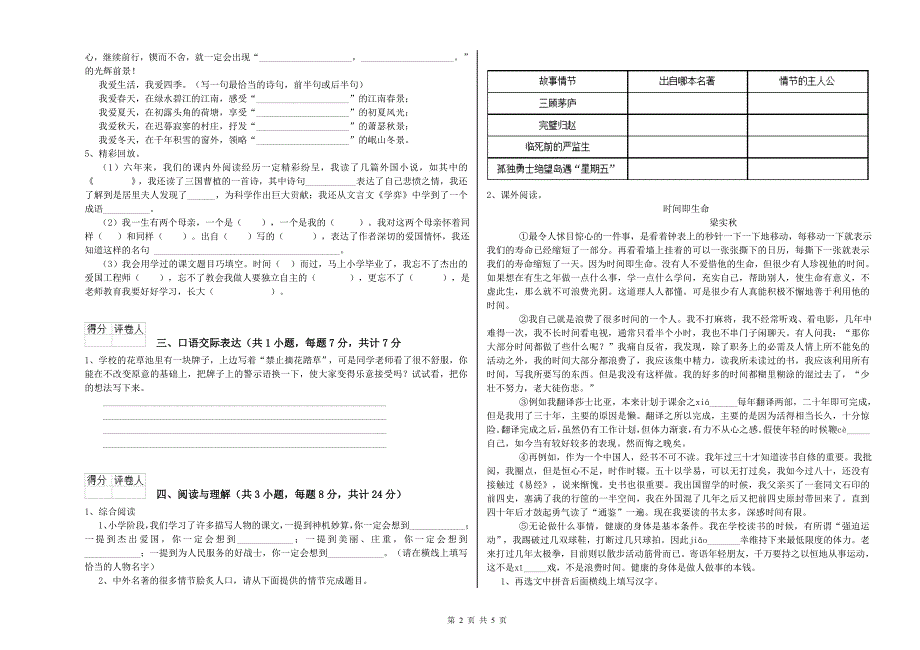 天津市重点小学小升初语文考前检测试卷 含答案.doc_第2页