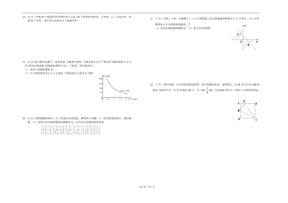 新人教版 武夷山市朱子学校八年级(下)期中数学复习试卷(含答案).doc_第2页