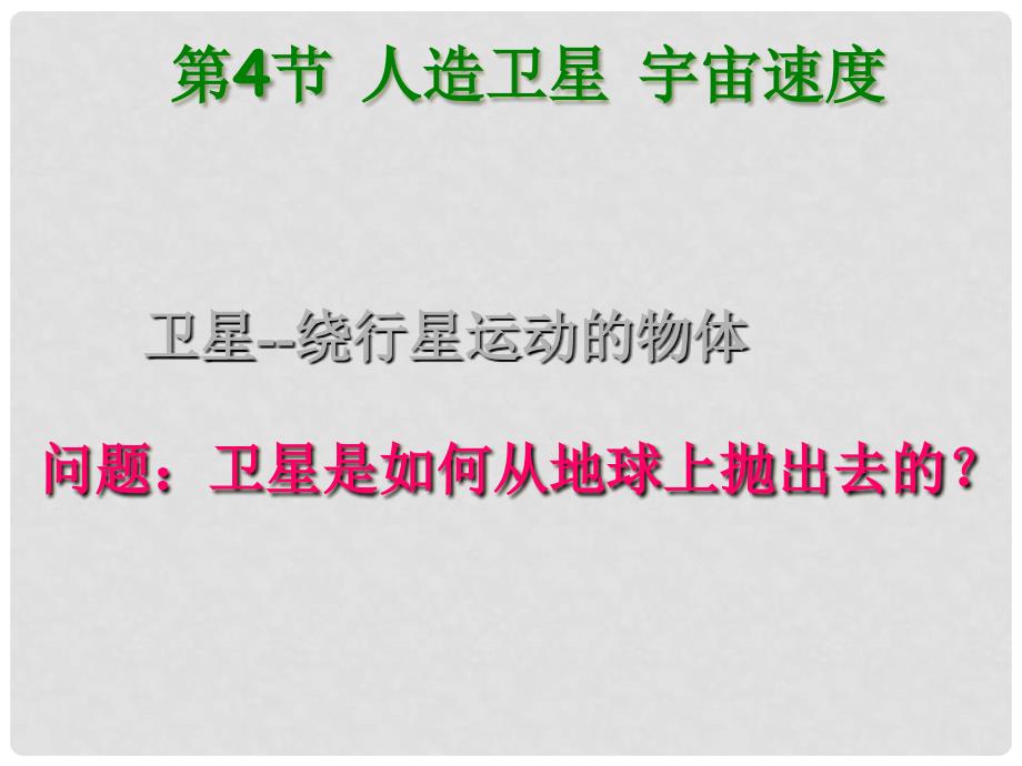 高中物理 第三章 万有引力定律 4 人造卫星 宇宙速度课件 教科版必修2_第1页