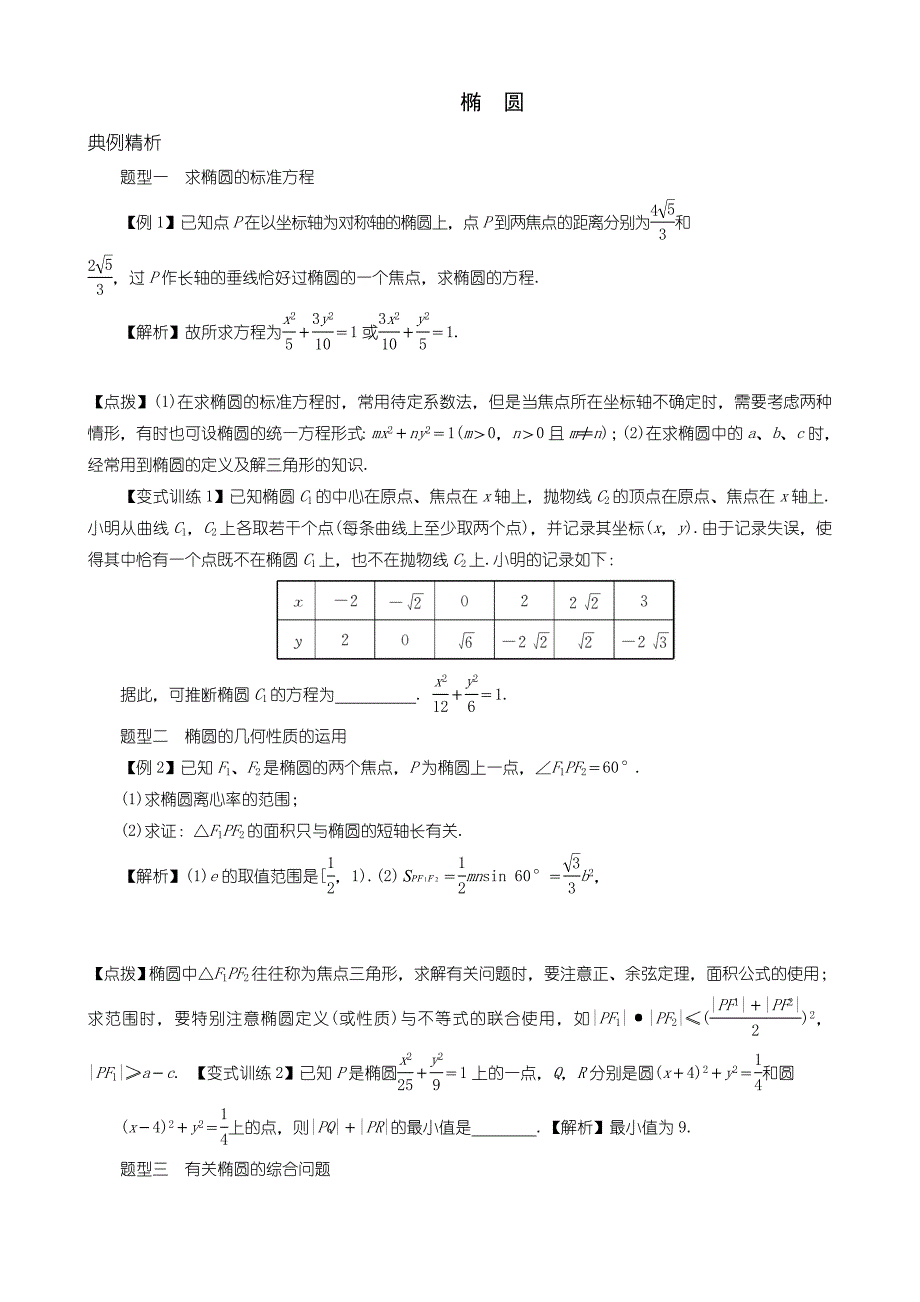 高考圆锥曲线典型例题.doc_第1页