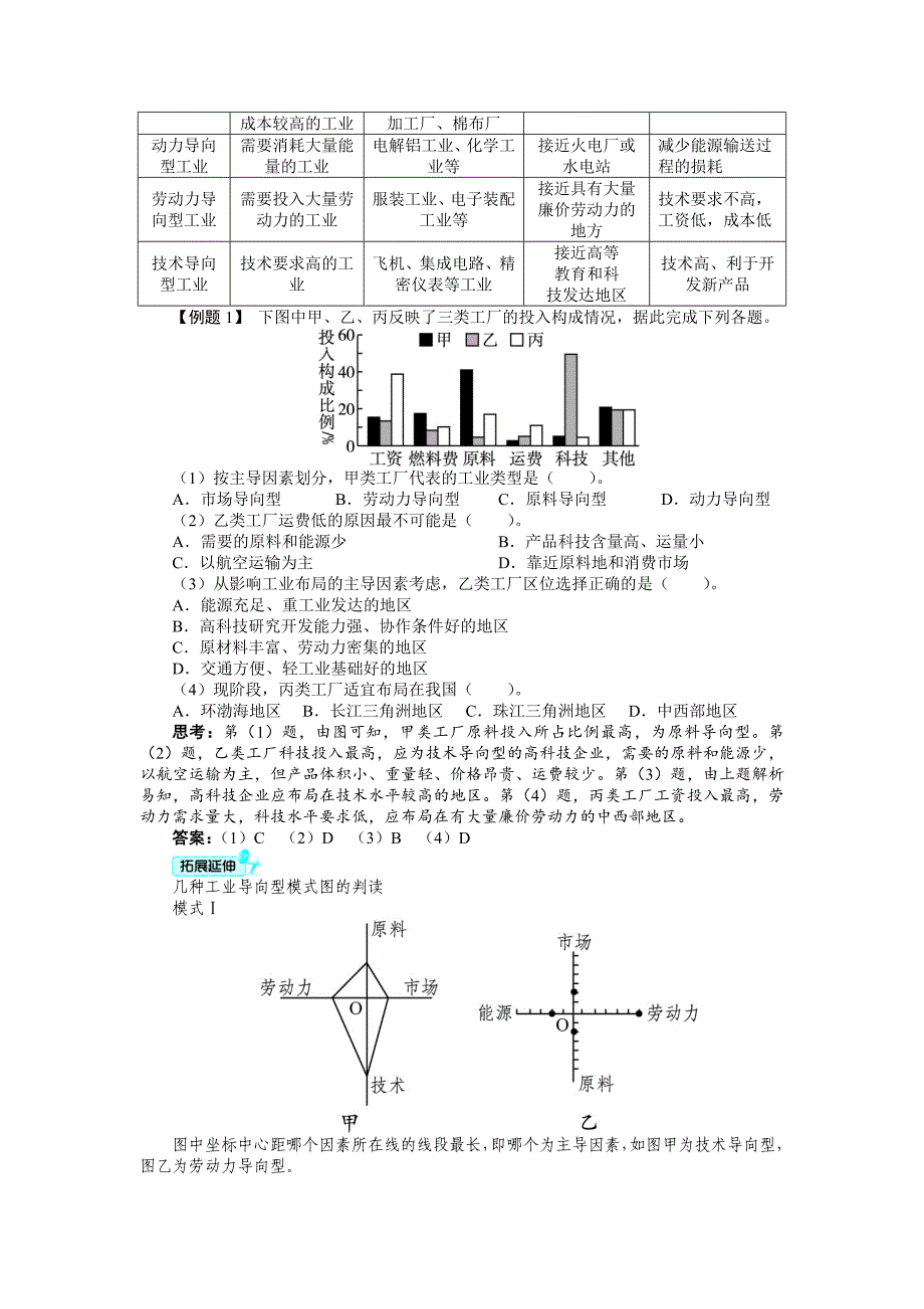 【人教版】必修2地理：4.1工业的区位选择导学案含答案_第3页