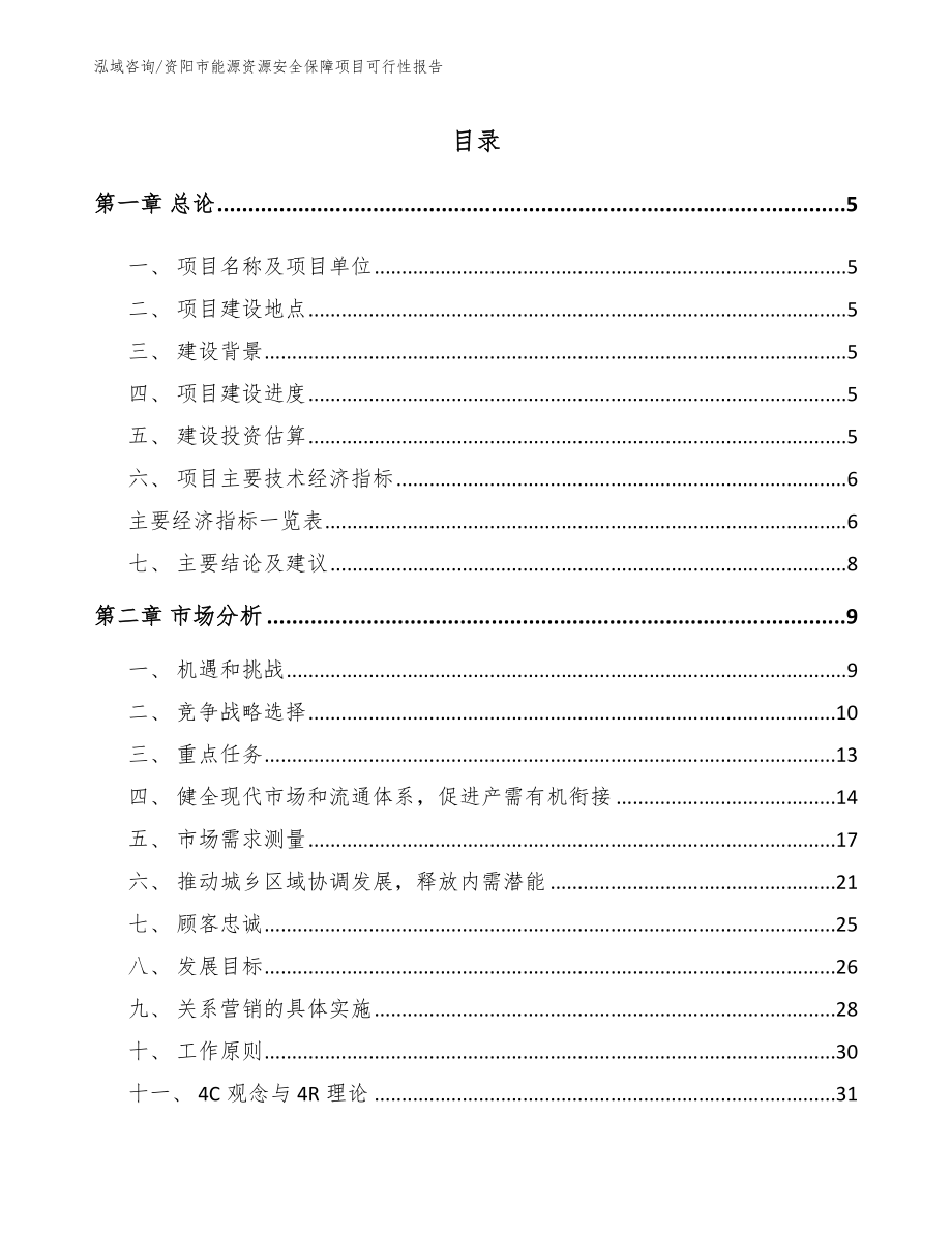 资阳市能源资源安全保障项目可行性报告_模板_第1页