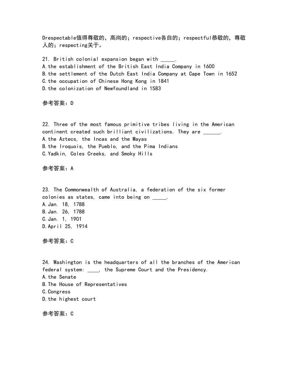 北京语言大学21春《英语国家概况》在线作业二满分答案81_第5页